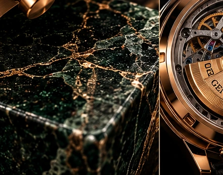 Illustrative close-up of emerald green strap